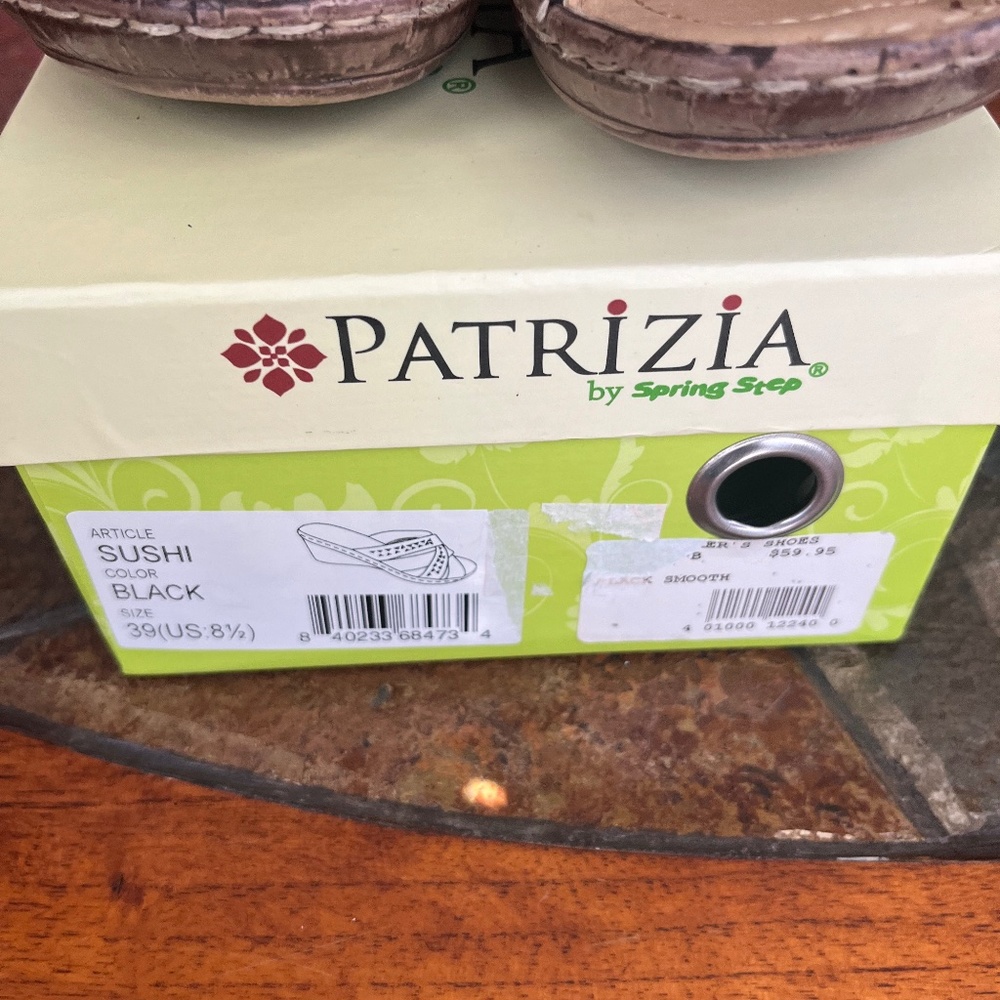 Patrizia Spring Step Black Wedge Sandals 8.5 39